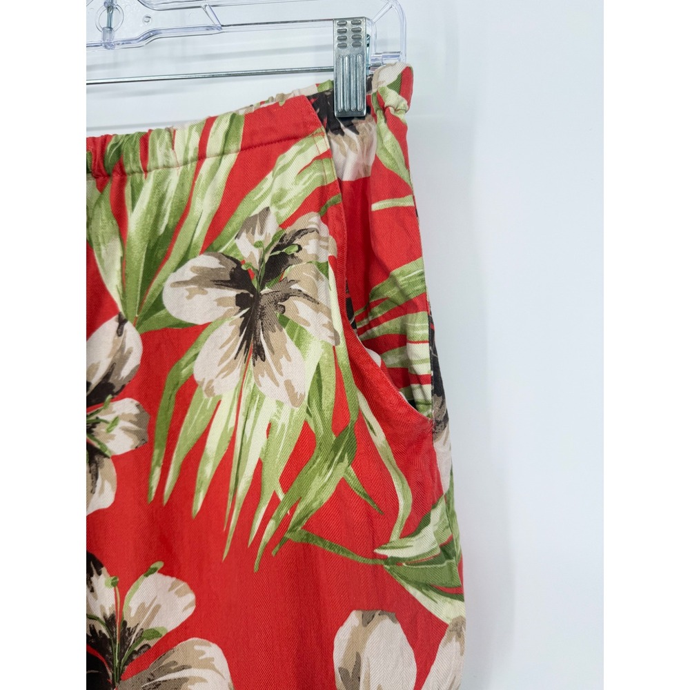 Valerie Stevens Womens Silk Cropped Pants Medium Tropical Resort Summer Beach - Picture 6 of 15